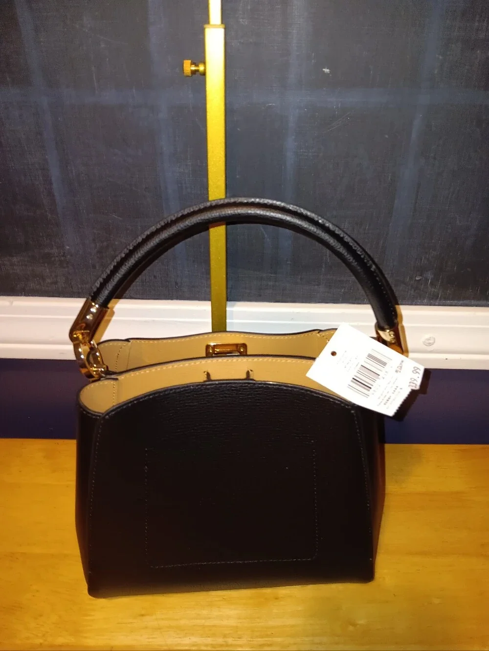 kate spade Black Leather Top-Handle Satchel with Gold Hardware